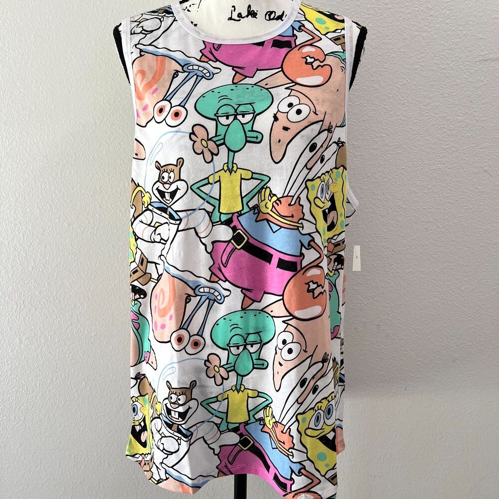 Spongebob Patrick Squidward (XL) All Over Print Tank Gary Sandy Nickelodeon NWT
